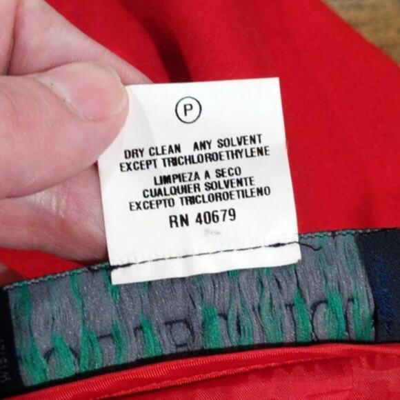 VTG Harve Benard Petite Red Wool Pencil Preppy Mini Skirt Geometric Detail 4P - Picture 6 of 7